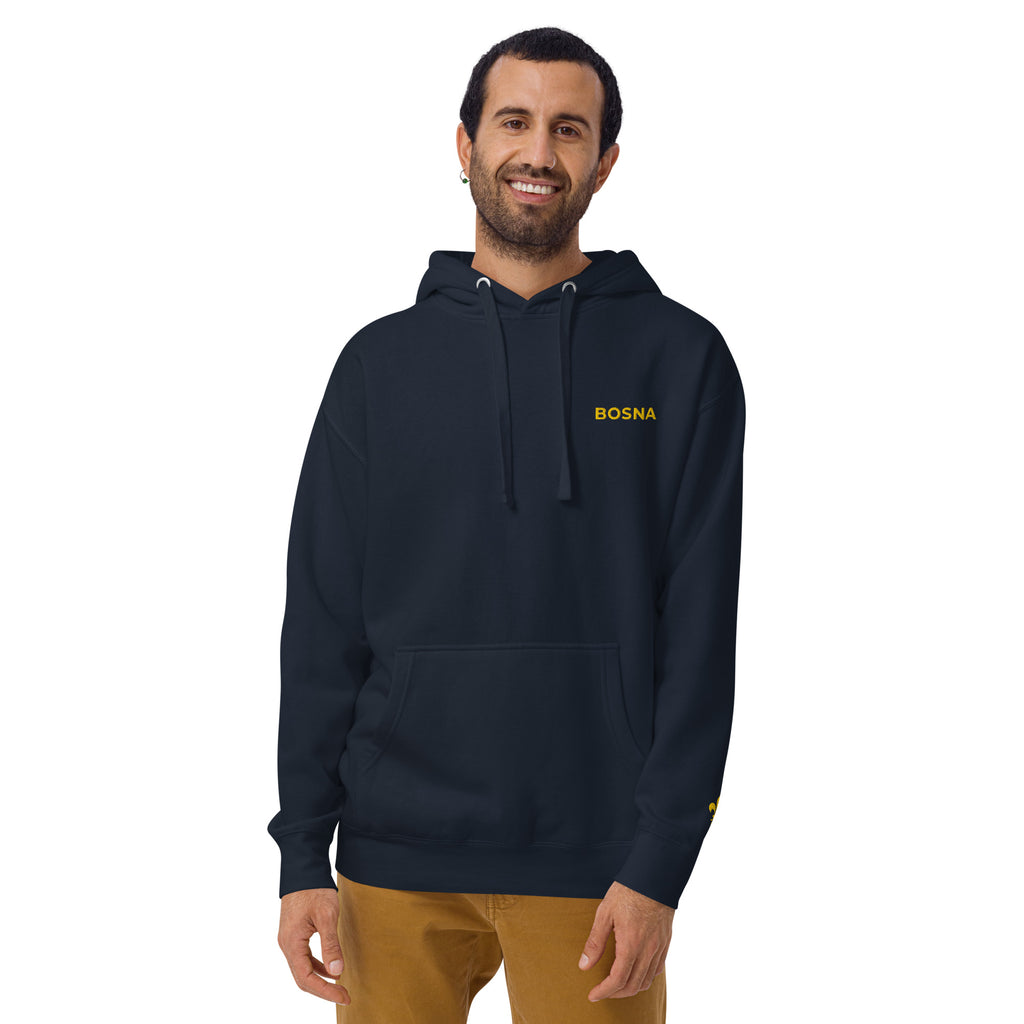 BOSNA Premium Embroidered Hoodie (Navy/Gold)