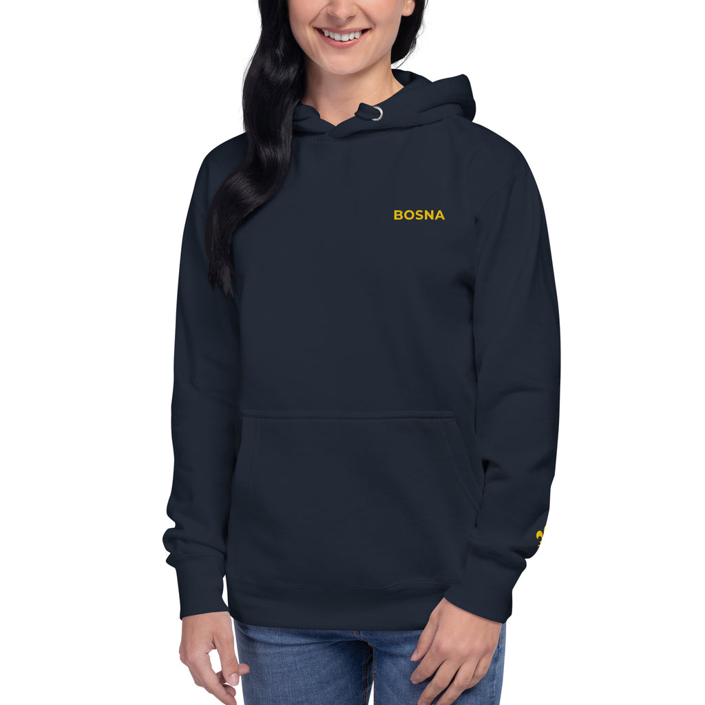 BOSNA Premium Embroidered Hoodie (Navy/Gold)